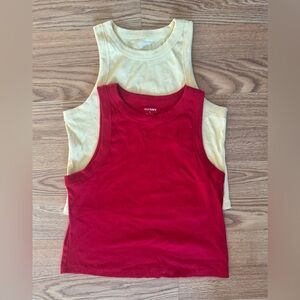 2 - Old Navy Women’s High Neck Rib Tank Tops - XL - Red & Yellow